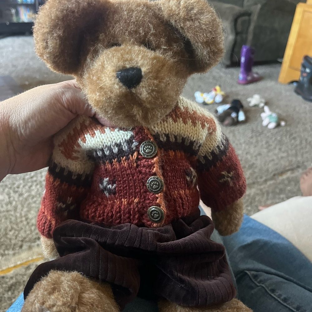 Boyds Bears Brown Stuffed Animal with Red Sweater